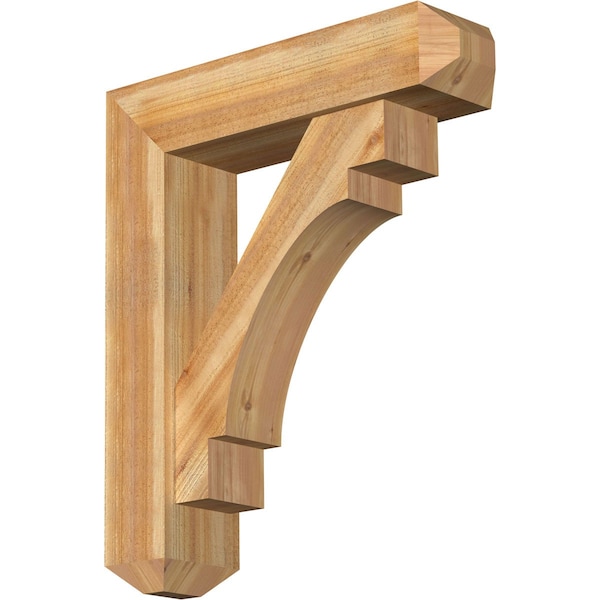 Ekena Millwork Merced Craftsman Rough Sawn Bracket w/ Offset Brace, Western Red Cedar, 8"W x 32"D x 38"H BKT0806X32X38MRC04RWR - main
